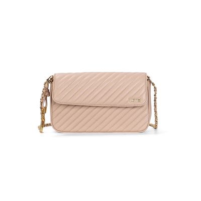 Bolsa Pequena Soft Bege Alça Corrente Transversal