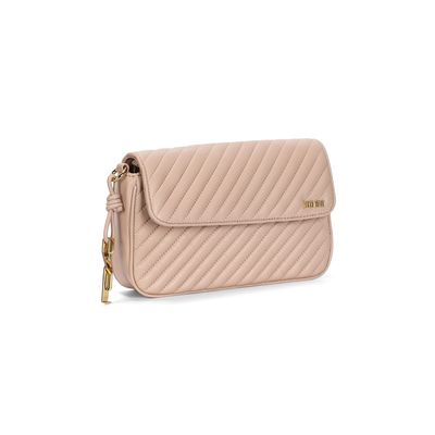 Bolsa Pequena Soft Bege Alça Corrente Transversal