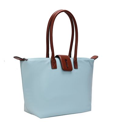 Bolsa Shopper Nylon Azul Claro Alça Ombro