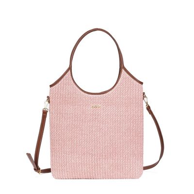Bolsa Shopper Tramado Alça Dupla Rosa Pink