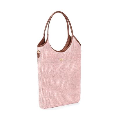 Bolsa Shopper Tramado Alça Dupla Rosa Pink