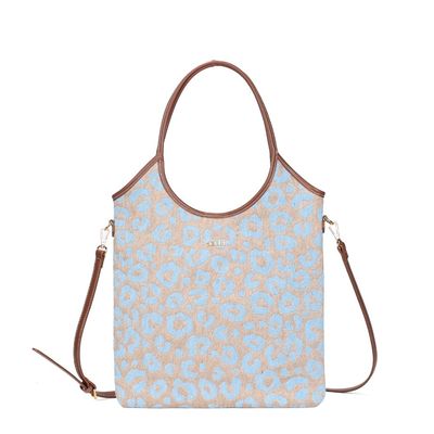 Bolsa Shopper Tramado Alça Dupla Animal Print Azul