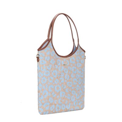 Bolsa Shopper Tramado Alça Dupla Animal Print Azul