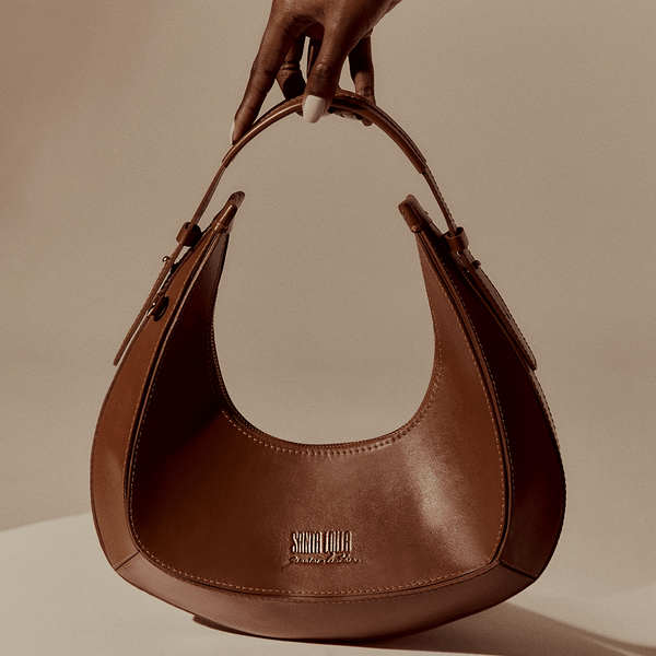 Bolsa Hobo Marrom Couro Alça Ajustável - Linha Genuine Leather