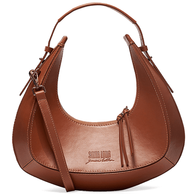 Bolsa Hobo Marrom Couro Alça Ajustável - Linha Genuine Leather