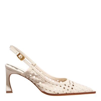 Scarpin Couro Trisse Off White Bico Fino