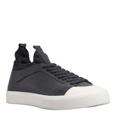 Tênis Masculino Couro Confort Knit Preto