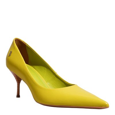 Scarpin Verde Oliva Couro Confort Bico Fino