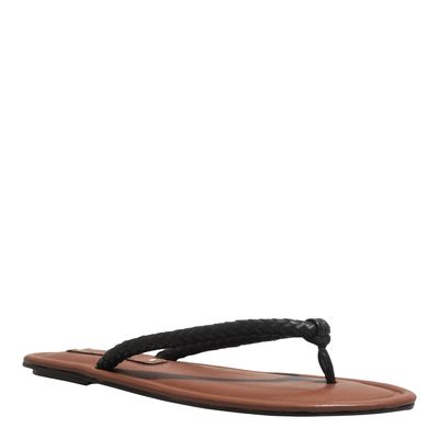 Rasteira Napa Soft Bico Redondo Preto
