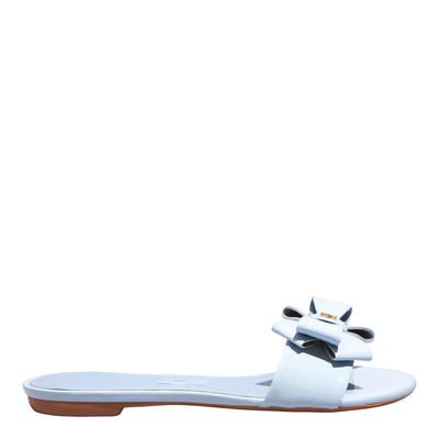 Rasteira Verniz Anzeli Flat Azul Acqua Laço