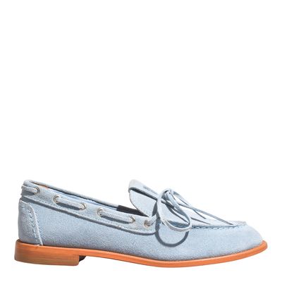 Mocassim Camurça Azul Cloud Bico Redondo