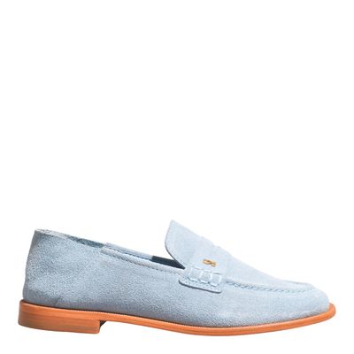 Mocassim Couro Camurça Azul Cloud