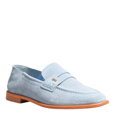 Mocassim Couro Camurça Azul Cloud