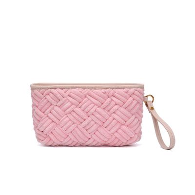 Clutch Atoalhado Rosa Alça De Mão