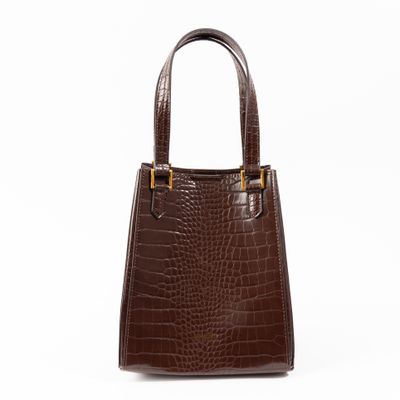 Bolsa M Material Croco Dark Cocoa