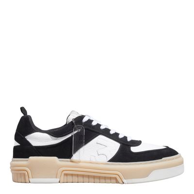 Tênis Masculino Couro Camurça Branco E Preto