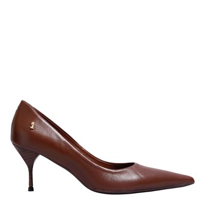 Scarpin Marrom Cocoa Couro Confort Bico Fino