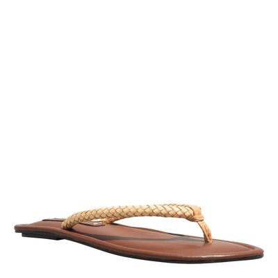 Rasteira Napa Soft Bico Redondo Bege