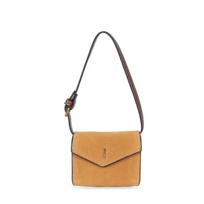 Bolsa Porta Cartão Camurça Amarelo Mostarda Alça De Ombro