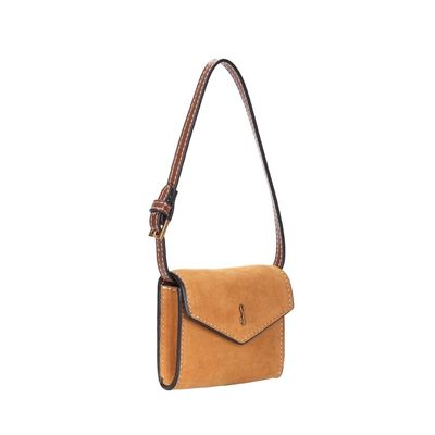 Bolsa Porta Cartão Camurça Amarelo Mostarda Alça De Ombro