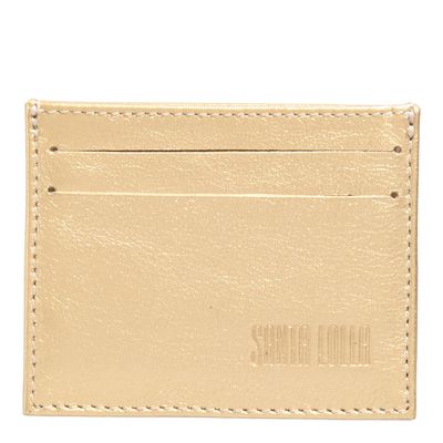 Porta Cartão Couro Soft Metalizado Dourado