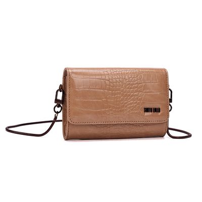 Bolsa Carteira Croco Bege Alça Transversal