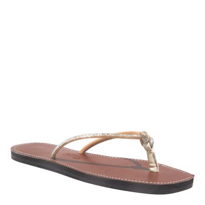 Rasteira Meia Cana Cristal Strass Bege