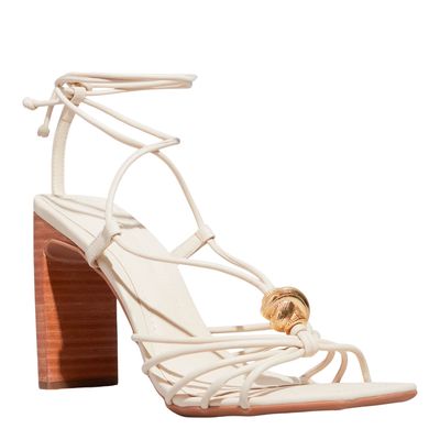 Sandália Napa Soft Off White Salto Reto