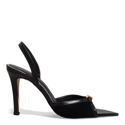 Sandália Peep Toe Bico Folha Couro Confort Preta