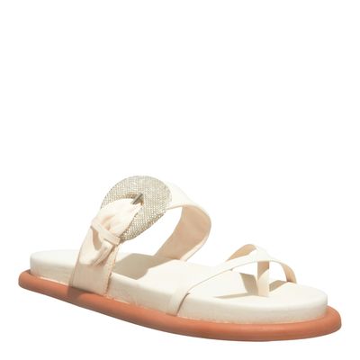 Papete Strass Couro Nobre Soft Off White