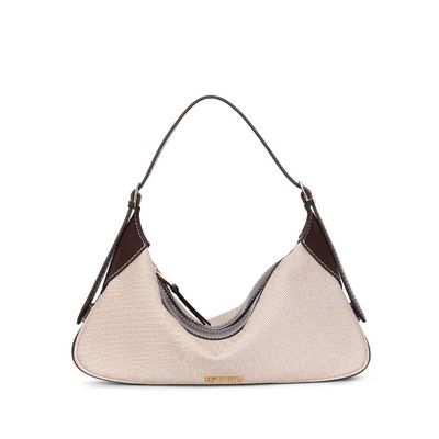 Bolsa Hobo Material Canvas Bege Alça Ombro