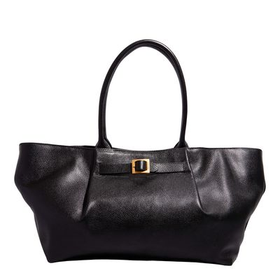 Bolsa Grande Couro Floater Preta Alça Ombro