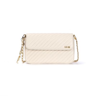 Bolsa Pequena Soft Off White Alça Corrente Transversal