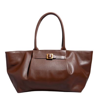 Bolsa Grande Couro Floater Marrom Dark Alça Ombro
