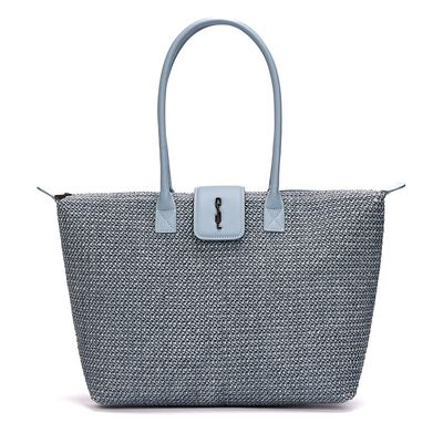 Bolsa Shopper Tramado Azul Claro Alça Ombro