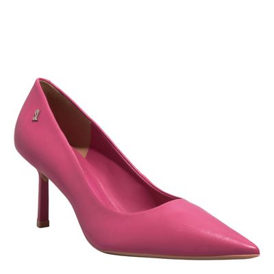 Scarpin Couro Pelica Soft Rosa Pink Salto Médio