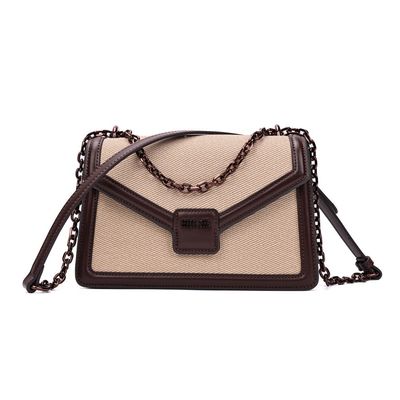 Bolsa Material Canvas Marrom Dark Alça Transversal