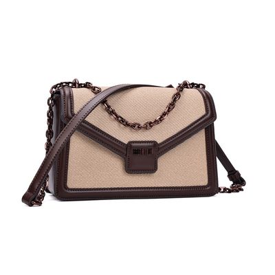 Bolsa Material Canvas Marrom Dark Alça Transversal