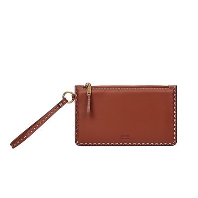 Clutch Material Soft Marrom Alça De Mão