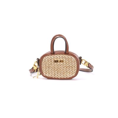 Bolsa Pequena Tramado Marrom Alça Transversal