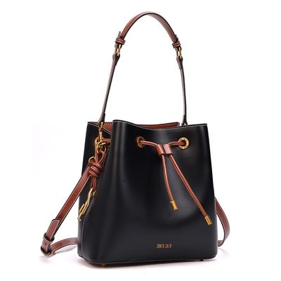 Bolsa Bucket Soft Marrom E Preto Alça Dupla