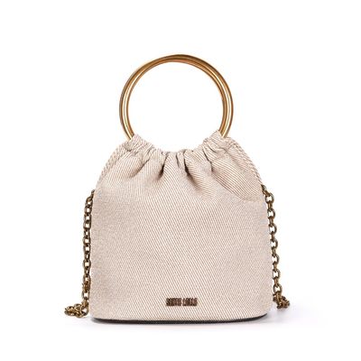 Bolsa Bucket Canvas Off White Alça Dupla