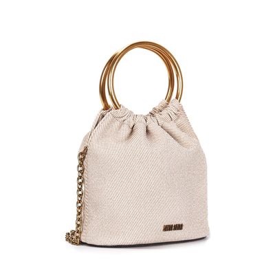Bolsa Bucket Canvas Off White Alça Dupla