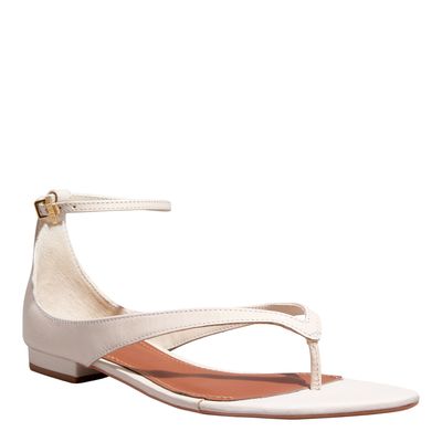 Rasteira Thong Couro Pelica Bico Fino New Marfim