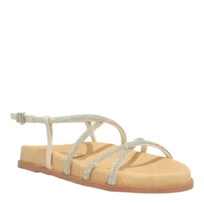 Sandália Papete Cristal Strass Prata