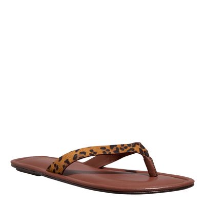 Rasteira Suede Animal Print Bico Redondo