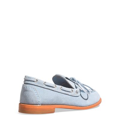 Mocassim Camurça Azul Cloud Bico Redondo
