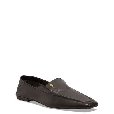 Mocassim Couro Nobre Soft Preto Bico Quadrado