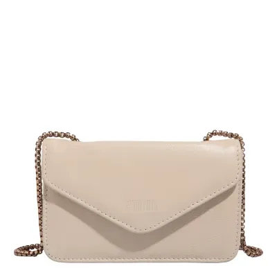 Bolsa Envelope Couro Floater Bege Alça Transversal
