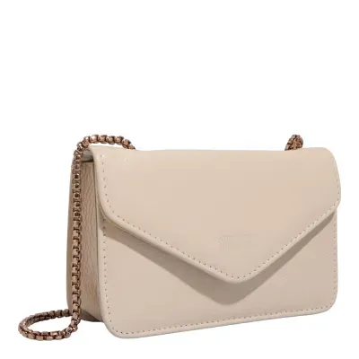 Bolsa Envelope Couro Floater Bege Alça Transversal